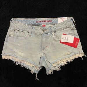 Lucky Brand Light Blue Jean Shorts with Lace Trim